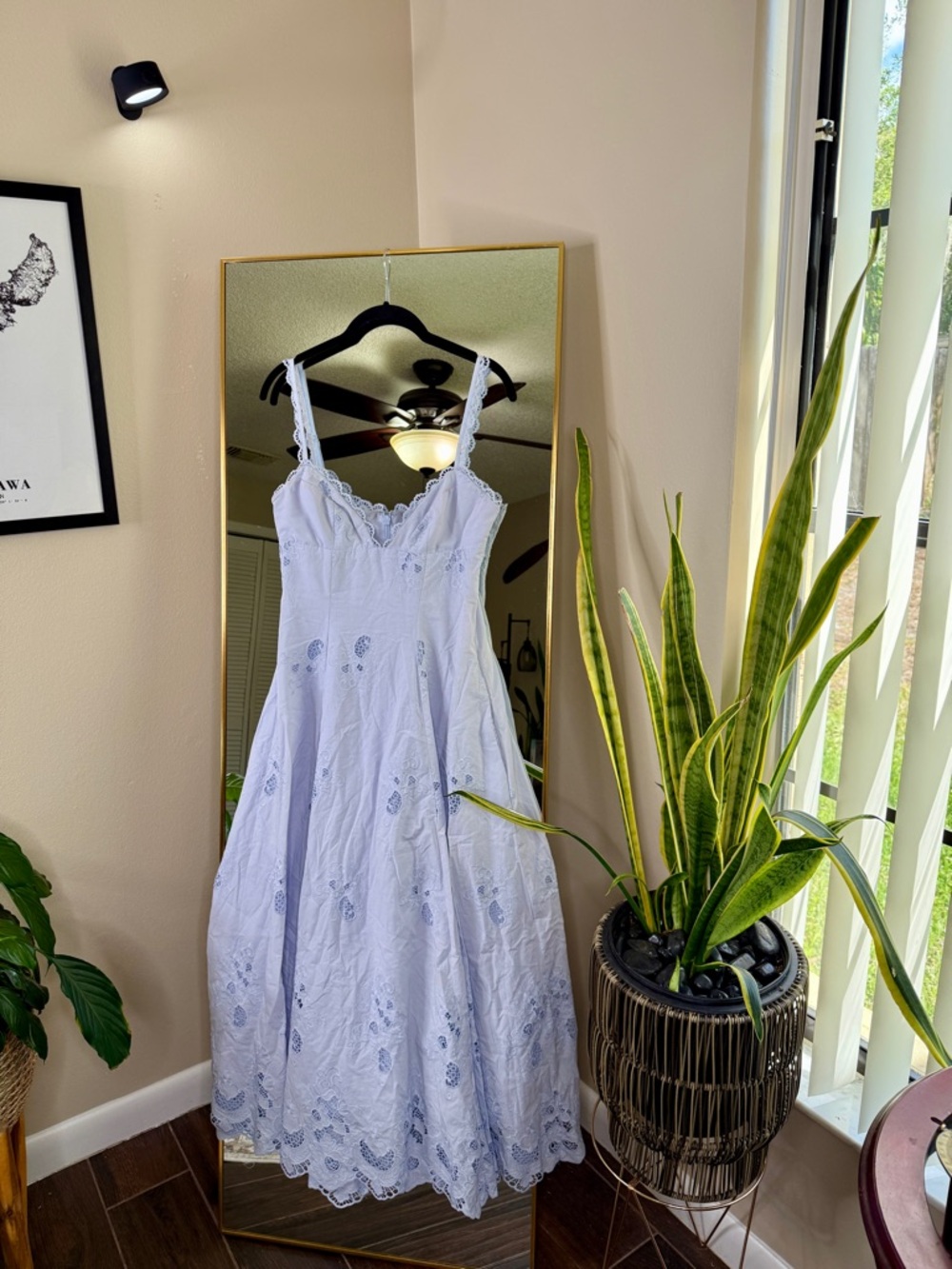House of CB TATIANA Bluebell Lace + Cotton Broderie Anglais Midi Sundress NWOT - Picture 6 of 11